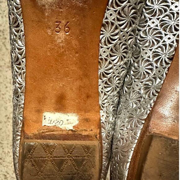 Vintage Chloe silver metallic pointed ballet bow flats size EU 36 - Picture 9 of 15